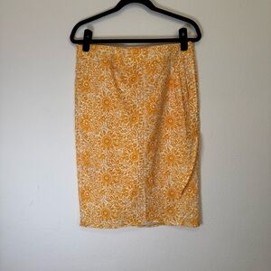 Rip Skirt Yellow Patterned Tiki Wrap Beach Coverup Hawaii Size Med Long